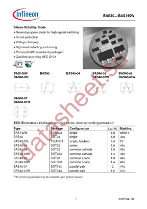 BAS 40-05W E6327 datasheet  